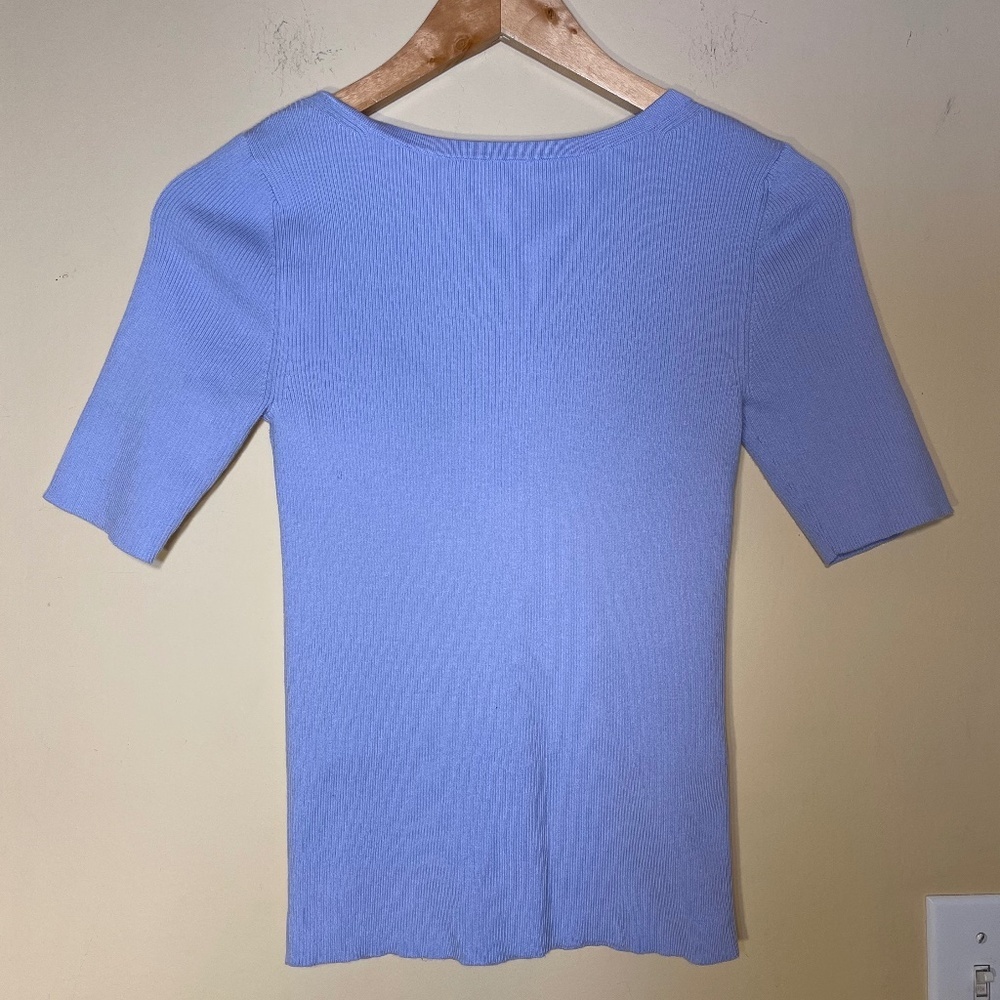 Women's Blue Ribbed Top - Picture 3 of 5